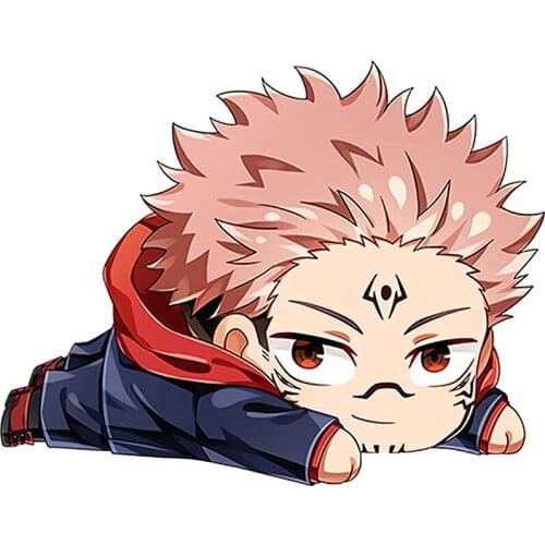 RuleMylife Jujutsu Kaisen Itadori Yuji Car Stickers Decal Cartoon Anime Cute Car Accessories Decoration Pegatinas Para Coche