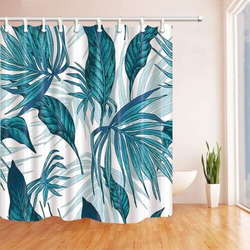Natural Vintage Plants Leaf Decor Tropical Leaves Shower Curtains Waterproof Polyester Fabric Bathroom Decor Hanging Curtain Set