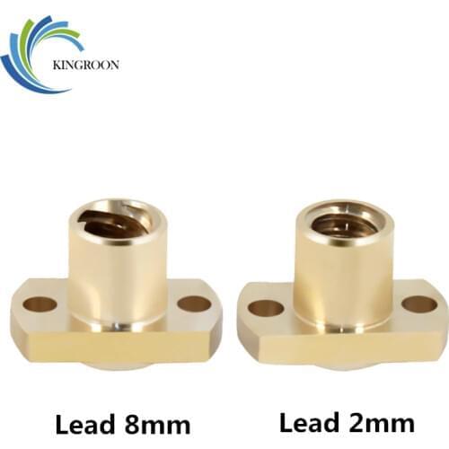 KINGROON New T8 Nut H Flange Copper Nut For T8 Lead Screw Pitch 2mm Lead 2mm/8mm for T8 Screw Trapezoidal Screw 3D Printer Parts