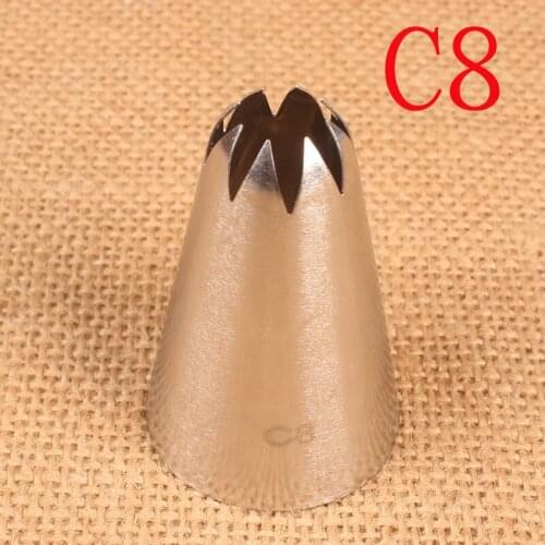 New C8# 8 Teeth Cookies Cream Decorating Mouth 304 Stainless Steel Baking DIY Tools plus-Size