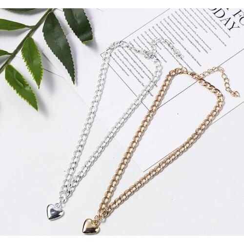 Punk Heart Necklaces Drop Shipping Women Pendant Necklaces Chokers Necklaces 2021 New Party Gifts Charm Jewelry Link Chain