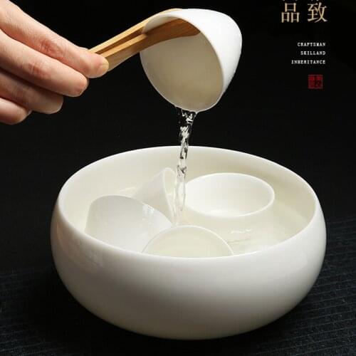Clean Tea Cups Or Litter Containers Ceremony Pencil Cases Jade Bowl Wash Chinese White Porcelain Sets Ceramic Washbasin Bone