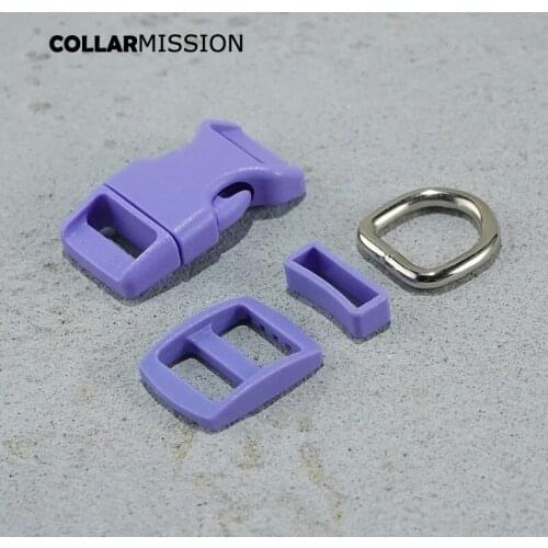 Plastic buckle+Tri-Glid+square keeper+D ring) DIY dog collar 15mm webbing sewing high quality accessory premium heliotrope