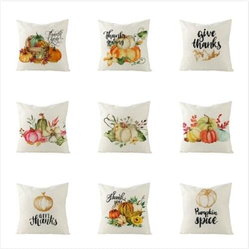Retro style Thanksgiving Pumpkin Maple Leaf Letter Pillowcase Back Cushion Cover Sofa Car Decoration