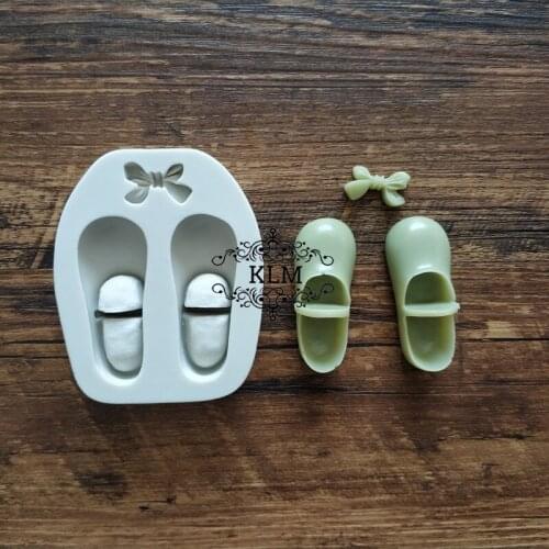 New shoes bow cake decoration tools Chocolate silicone mold Soft candy baking DIY kitchenware