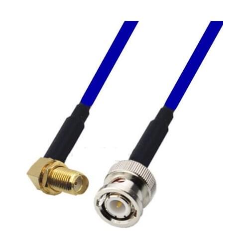 Blue Soft RG142 Double Shielded SMA Female Right Angle to BNC Male Connector RF Coaxial WIFI Antenna Coax Low Loss Cable 50ohm