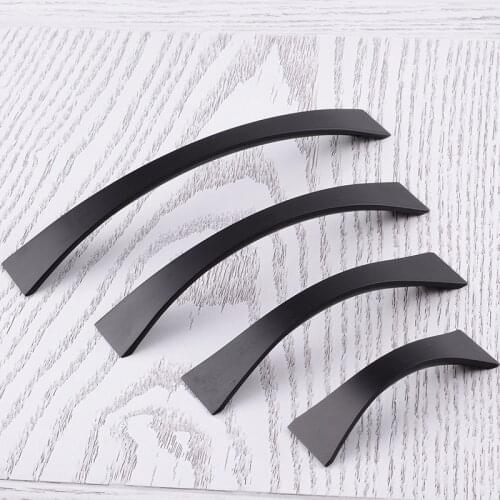 Solid Aluminum Black Handle Modern Home Hardware Aluminum Handle Dumb Black Drawer handles and knobs Furniture Pulls