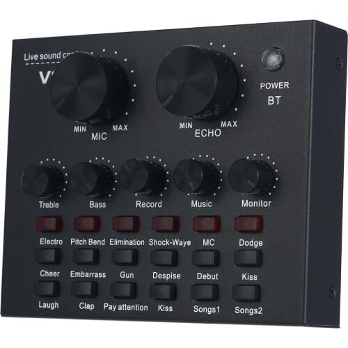 V8 External Sound Card USB Mobile Phone Mic Live for Computer Audio Interface with BT for Live Video Streaming Music Recording