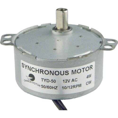 CHANCS Electric Gear Motor TYD-50 12V AC 10-12RPM CW Fixed Rotation Vibration Motor
