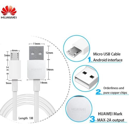 HUAWEI Original Fast Charge Micro USB Cable Connector Phone Charger Data Cabel Support 5V/9V2A Quick Travel Charging supercharge