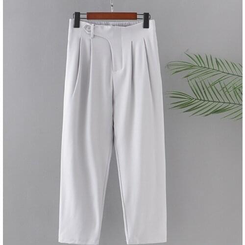Plus Size 3XL-5XL Black Grey Straight Pants Ladies' Officewear High Waist Workwear Long Pants