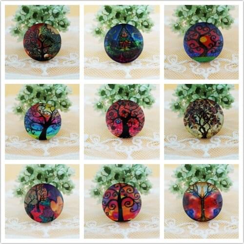 10PCS/lot Round 20MM Mixed life Tree Glass Cabochon for making necklace bracelet ring Jewelry women 2019 earring brooch