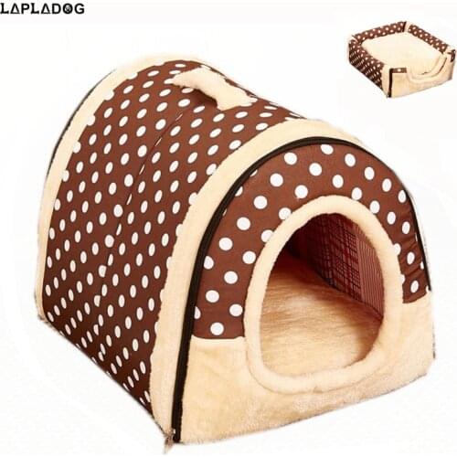 2 in 1 Warm Foldable Cat Dog Kennel Nest With Mat Foldable Pet Dog Bed Cat House For Small Medium-Size Dogs Travling Pet Bed Bag