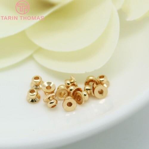 20PCS 4x3MM 24K Champagne Gold Color Plated Brass Beads Caps High Quality Diy Jewelry Accessories