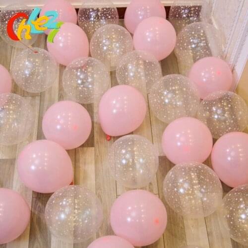 20Pcs/lot Transparent star Pink Round Balloons 12 inch White Gold Latex Balloons Wedding Birthday Party decoration Baby Shower