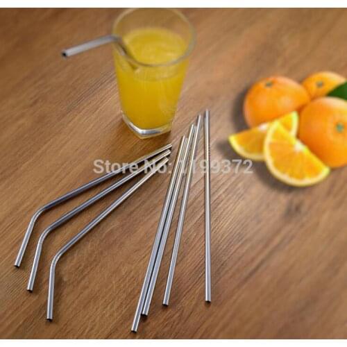 200pcs HIGH QUALITY 21.5cm Slim Straight Bent Curved Stainless Steel Straw Drinking Straws 8.5'' Reusable ECO Metal Bar Drinks