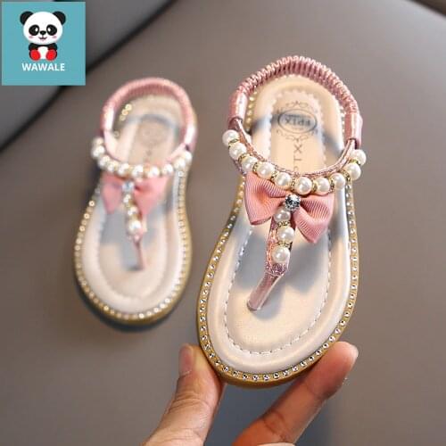 2020 Summer Sandals For Girls Beadings Bow Princess Flip Flop Children Shoes Beach Cute Little Shoe
