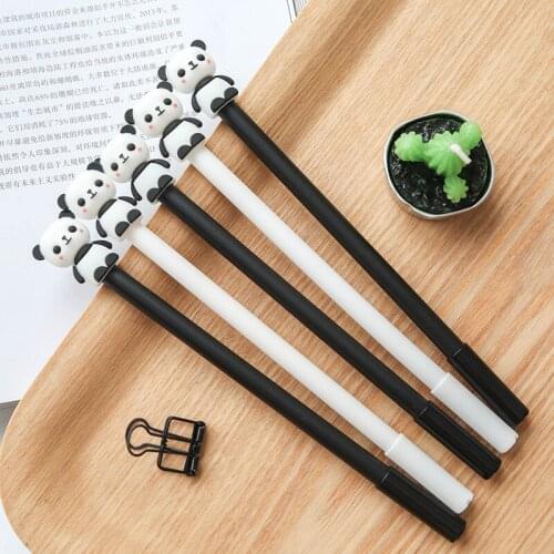 24 Pcs/Lot Shy Baby Panda Gel Pen Ballpoint 0.5mm Black Ink Wholesale Animal Pen for Writing Novelty Office School EB961