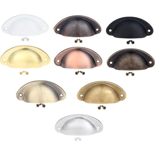 5sets Shell shape Pull Handle Knob w/screw 82*35mm Brushed Antique Bronze/Yellow/Black/White/Red Copper/Silver/Gold Drawer Chest