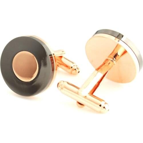 5pairs/lot Quality Gold Round Cufflinks Double Color Plating Cuff Links Wedding/Business Gift Cuff Button Mens Jewelry