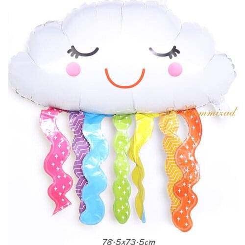 50pcs Rainbow smile rainbow cloud foil balloon girls happy birthday party balloons Kindergarten kids toy decoration supplies