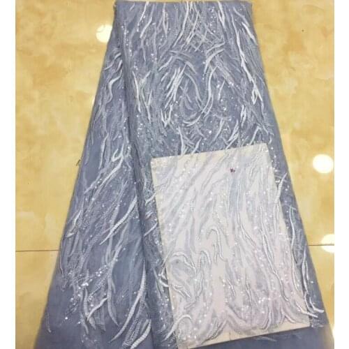 African tulle mesh lace fabric embroidery lace fabric 5yards with sequins ZH-3311 best quality