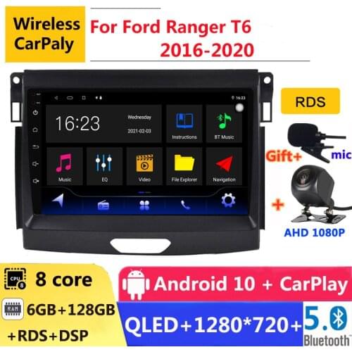 6G RAM 2 din android 10 car radio auto stereo for Ford Ranger T6 2016 2017 2018 2019 2020 navigation GPS DVD Multimedia Player