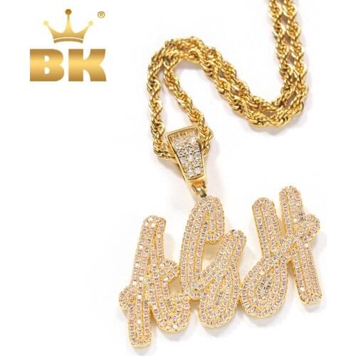 THE BLING KING Double-layer Overlapping Cursive Font Pendant Solid make Your Words Necklaces Zirconia Unisex Jewelry 2020 New