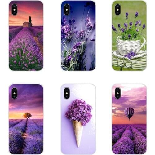 For Samsung Galaxy S4 S5 MINI S6 S7 edge S8 S9 S10 Plus Note 3 4 5 8 9 Simple lavender Purple flowers Transparent TPU Skin Cover