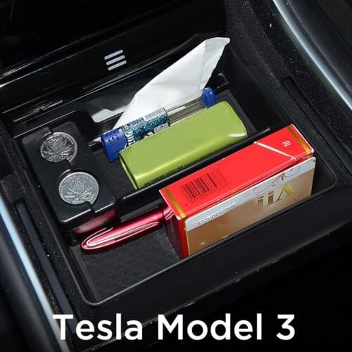 Car Central Armrest Storage Box Double Layer For Tesla Model3 ABS Auto Accessories Styling Tissue Garbage Box Keep Your Car Tidy