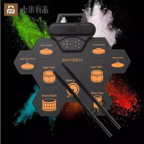 Youpin Hand Roll Electronic Drum Compact Size Digital Electronic Kit 9 Drum Pads for Child Music Tool USB Electronic Drum Game
