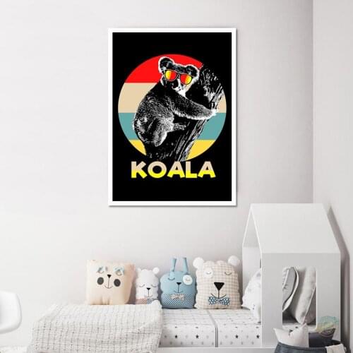 Hipster Koala Poster Wall Art Picture Canvas Painting For Living Baby Room Decor Gift