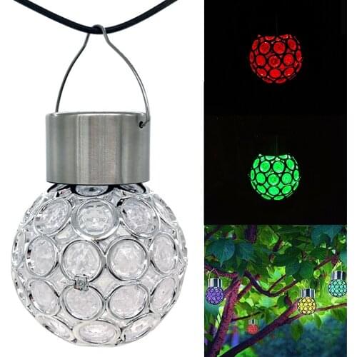 2PCS Solar Powered Crystal Ball Light Outdoor Garden LED Hanging Garden Christmas Festival Outside Decor Light
