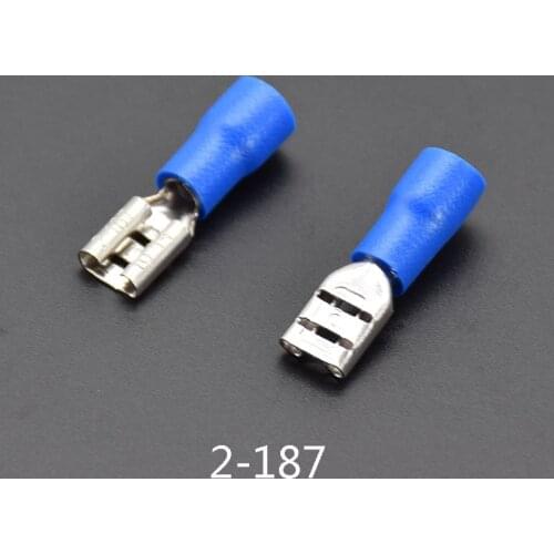 100pcs FDD1.25-187/FDD2-187 Female Insulated Electrical Crimp Terminal for 16-14 AWG Connectors Cable Wire Connector