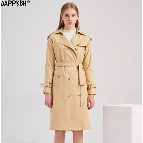 JAPPKBH Women's Double Breasted Trench Coats