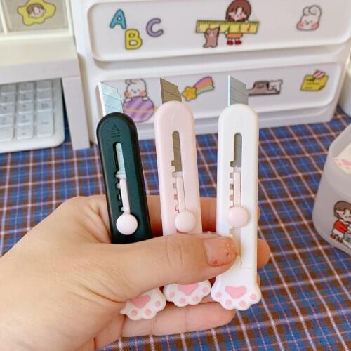 Kawaii Mini Pocket Cat Paw Art Utility Knife Express Box Knife Paper Cutter Craft Wrapping Refillable Blade Stationery