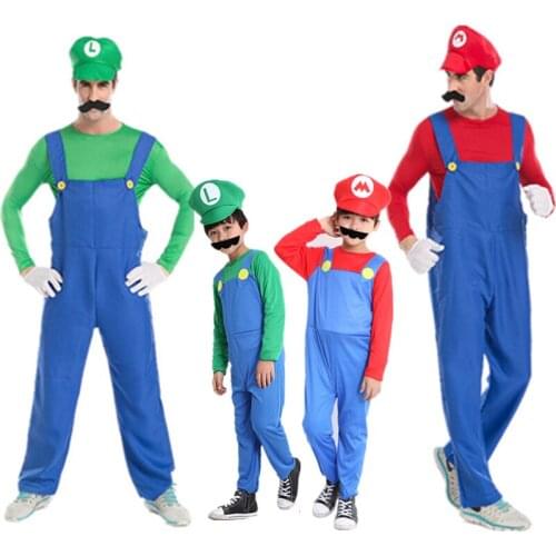Children Birthday Super Brothers Luigi Cosplay Costume Kids Boys Plumber Halloween Fancy Costumes Dress