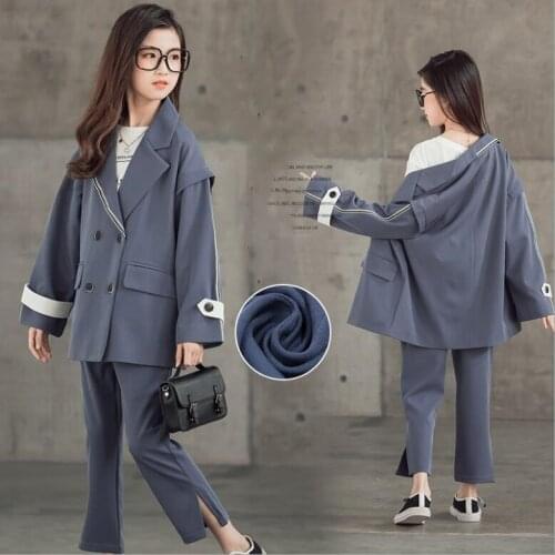 Baby Girl Clothes Set 2021 Spring Formal 2 Pcs Sets Korea Fashion Girls Designer Clothes Outfits Coat And Pants Sets