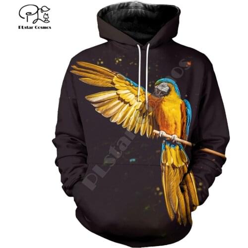 PLstar Cosmos Colorful Parrot 3D Printed Hoodies Casual Men/Women Zipper Hooded Funny Animal Unisex Brand Streetwear Apparel P22