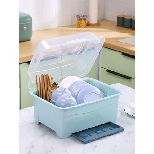 Kitchen Storage, Bowl and Chopsticks Box, Bowl Drain Rack, Kitchen Household Cup Holder with Lid, Dish Rack, Plastic Cupboard
