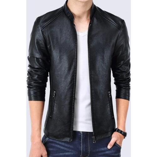 NEW 2018 casual Leather Faux Leather Coats fashion PU Leather Jacket Mens Clothing size M-5XL
