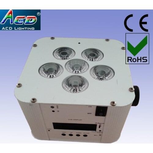 HOT 6*6in1 rgbaw+uv IR remote battery powered 2.4g wireless dmx dj led flat par light