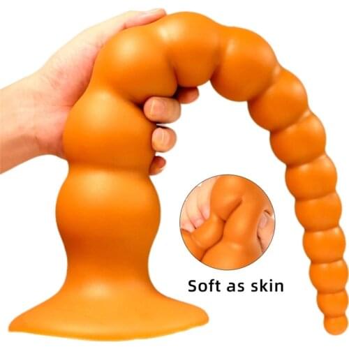 Shop Super Long Silicone Big Butt Anal Plugs Plug Anal Beads G spot Masturbation Sex Toys For Woman Man Gay Sex products