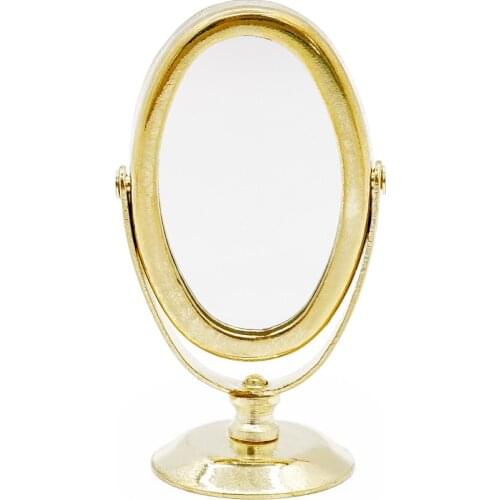 Odoria 1:12 Miniatures Mirror Golden For Cosmetic Living Room Bedroom Bathroom Home Dollhouse Accessories Doll House Decoration