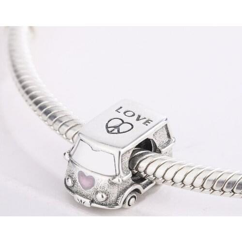 Fashion Accessories 925 Sterling Silver Enamel Love Car Pendant Charm Bracelet DIY Jewelry Making For Pandora