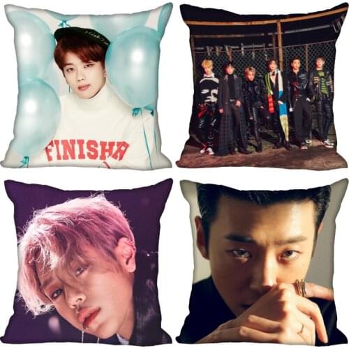 New Arrival B. A. P KPOP Boy Pillow Cover Bedroom Home Decorative Pillowcase Square Zipper Pillow Cases Satin Soft No Fade 0622