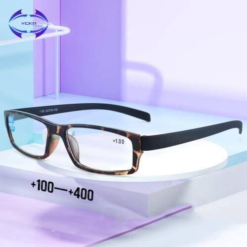 VCKA Anti-blue light square reading glasses ultralight men women retro style high quality presbyopic eyeglasses +1.00 to+4.00