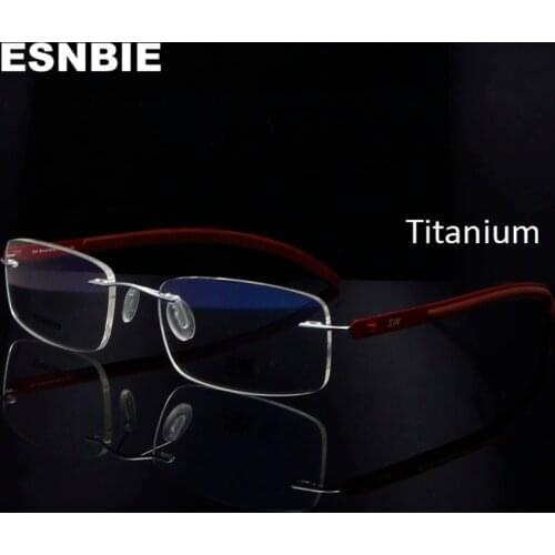 Rimless Titanium Glasses Red Eye Glasses Frames For Women Square Men Eyewear Frame Prescription Spectacle Frameless Glasses