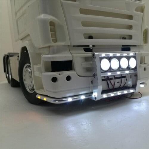 Front Bumper with 22 Lights for 1/14 Tamiya Scania R620 56323 R730 RC Truck Tractor Parts Accessories