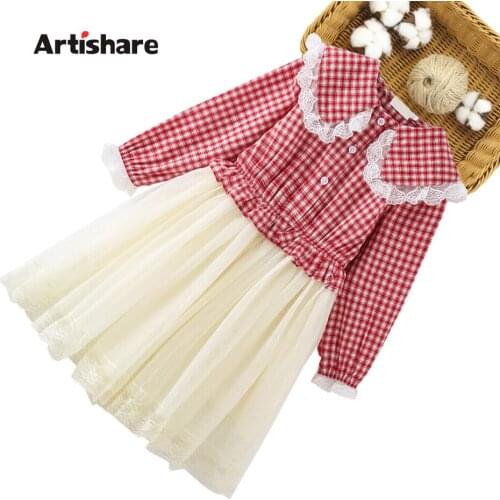 Big Girls Dress Plaid Pattern Girls Dresses Spring Autumn Children Dresses Casual Style Girl Costume 6 8 10 12 14